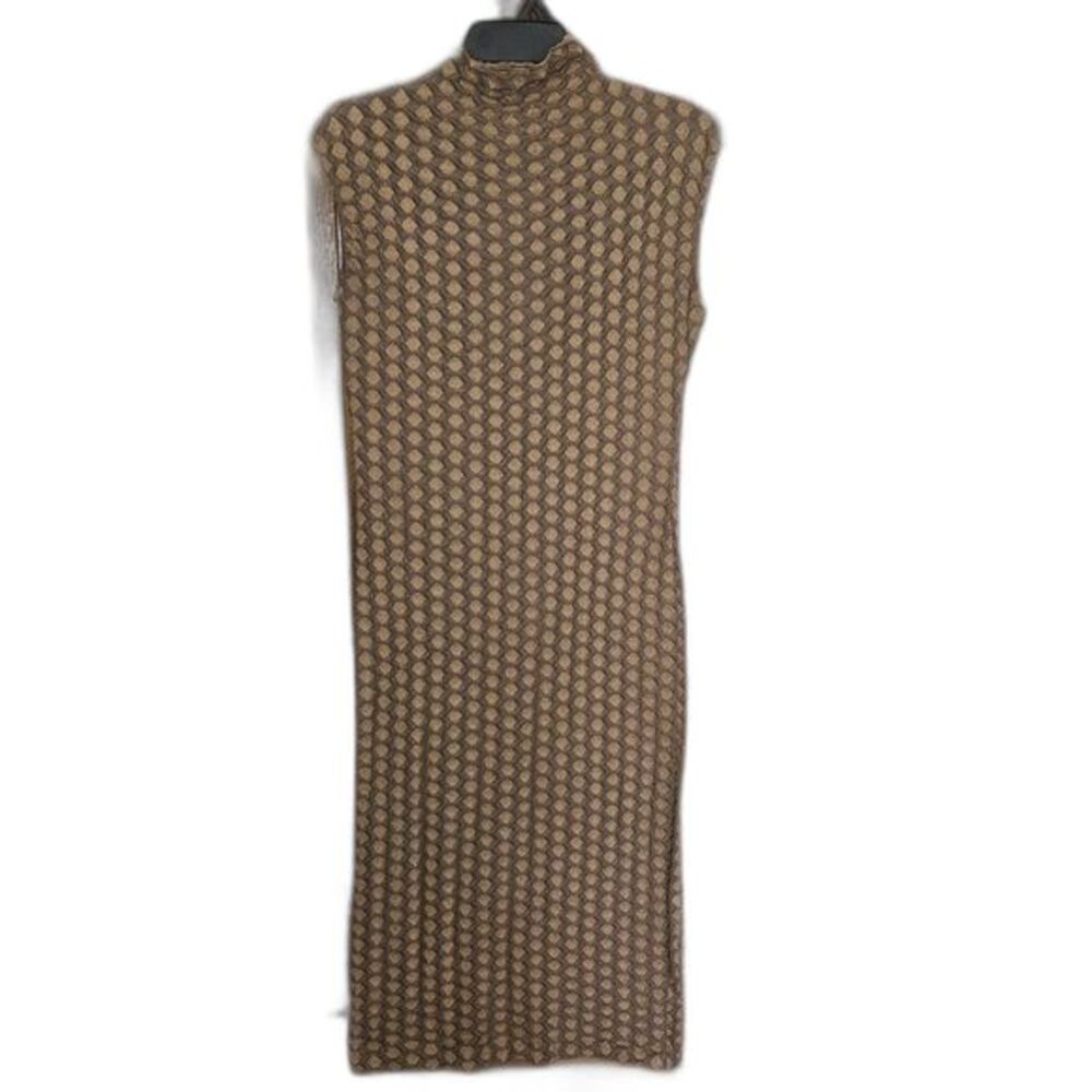 Zara Brown Waffle Knit Midi Dress M Stretchy Chocolate Brown‎ Aesthetic
